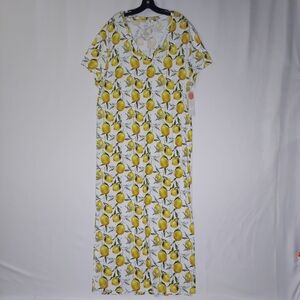 Posh Peanut Lounge Dress TALL XXXL 3XL Lemon Stretch Bamboo Short Sleeve V-Neck